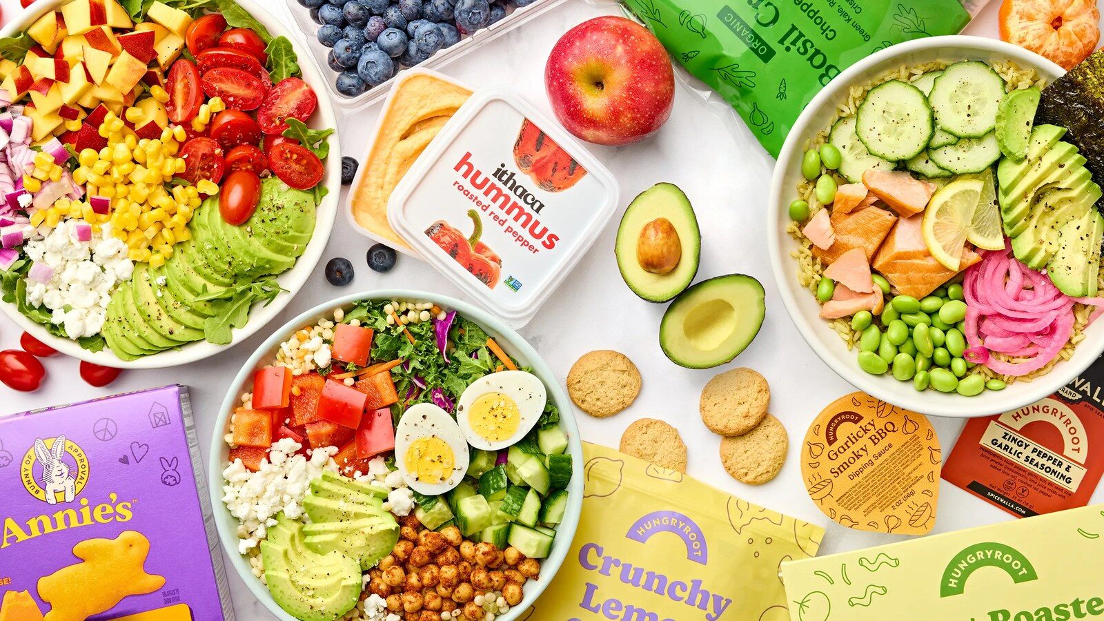 Spread of Hungryroot groceries and meals