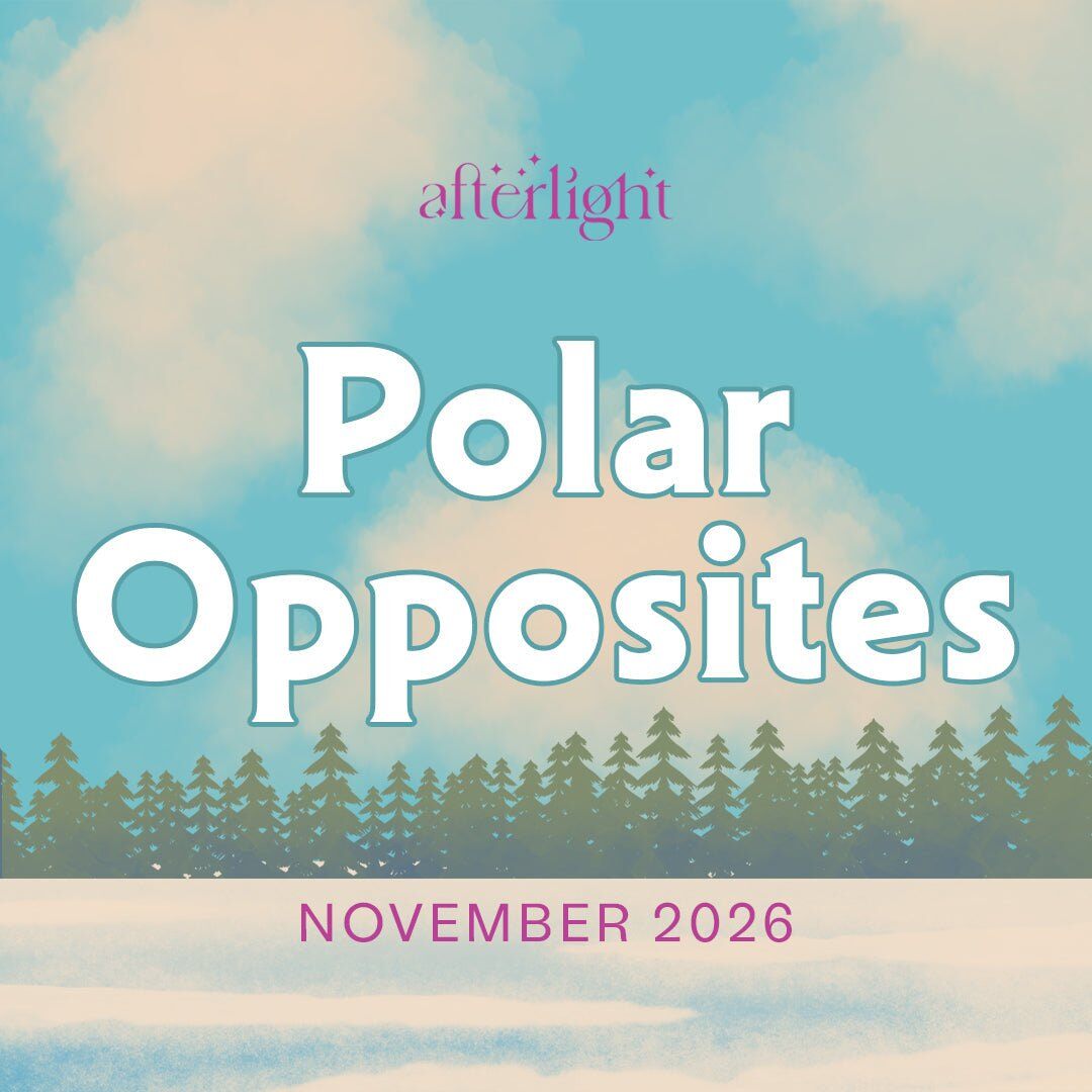 Afterlight Polar Opposites November 2026 theme graphic with a winter sky and pine trees