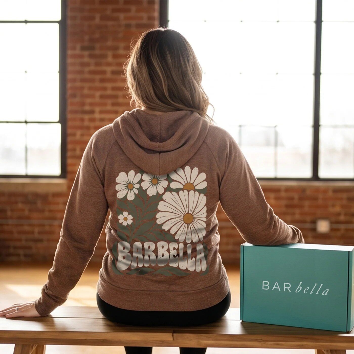 Barbella hoodie next to the Barbella Box