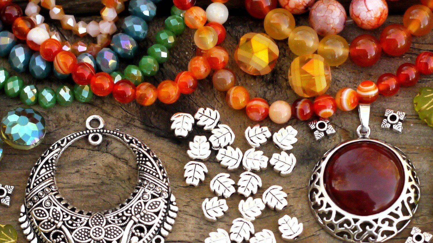 Gemstone and metal beads from a Bargain Bead Box