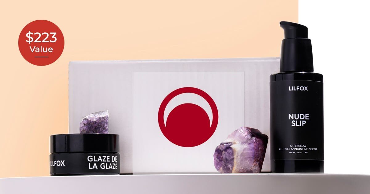 The Beauty Heroes October 2026 Discovery box with LILFOX Glaze de la Glaze and Nude Slip, and a $223 value badge