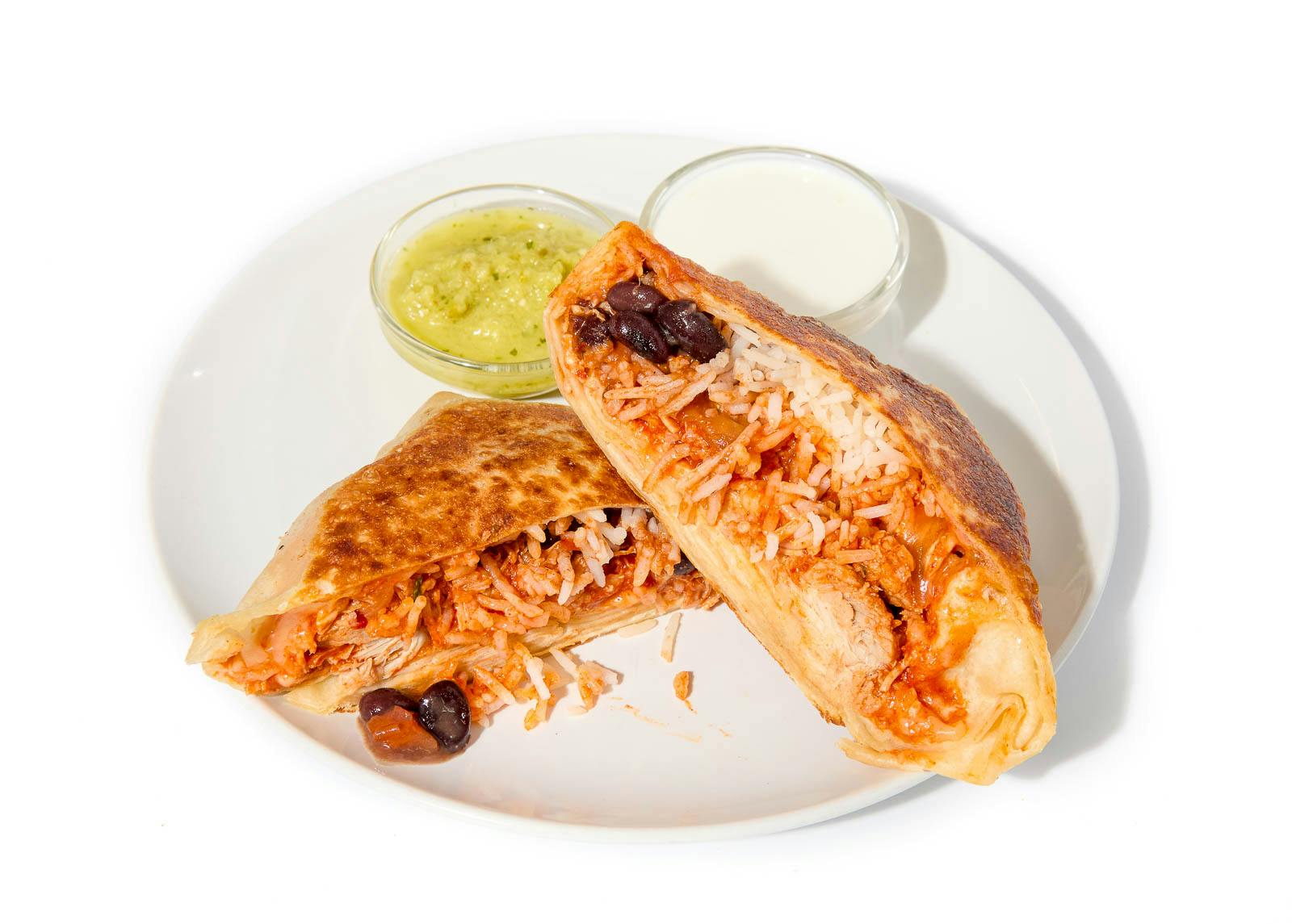 CookUnity mission-style chicken burrito by chef Jose Garces