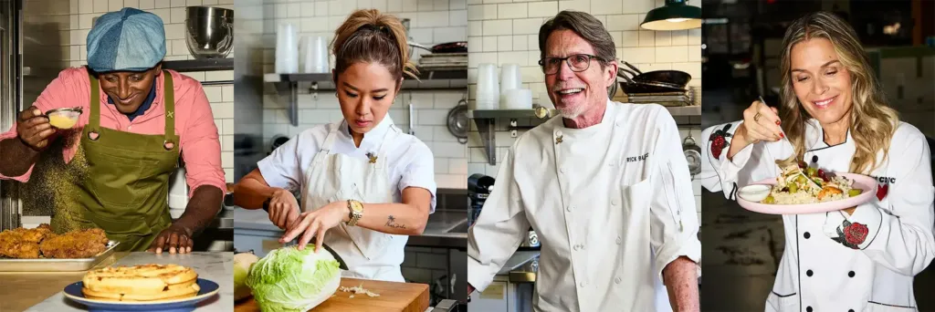 CookUnity chefs cooking and plating dishes in a professional kitchen
