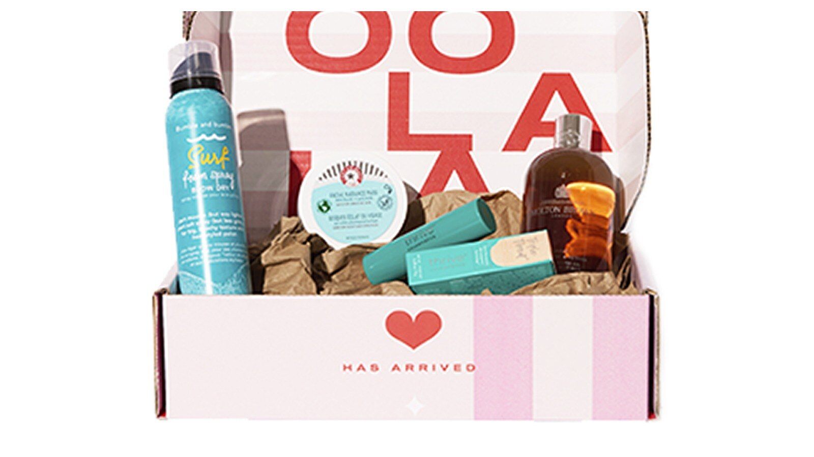 FabFitFun Beauty Edit box opened with beauty products inside