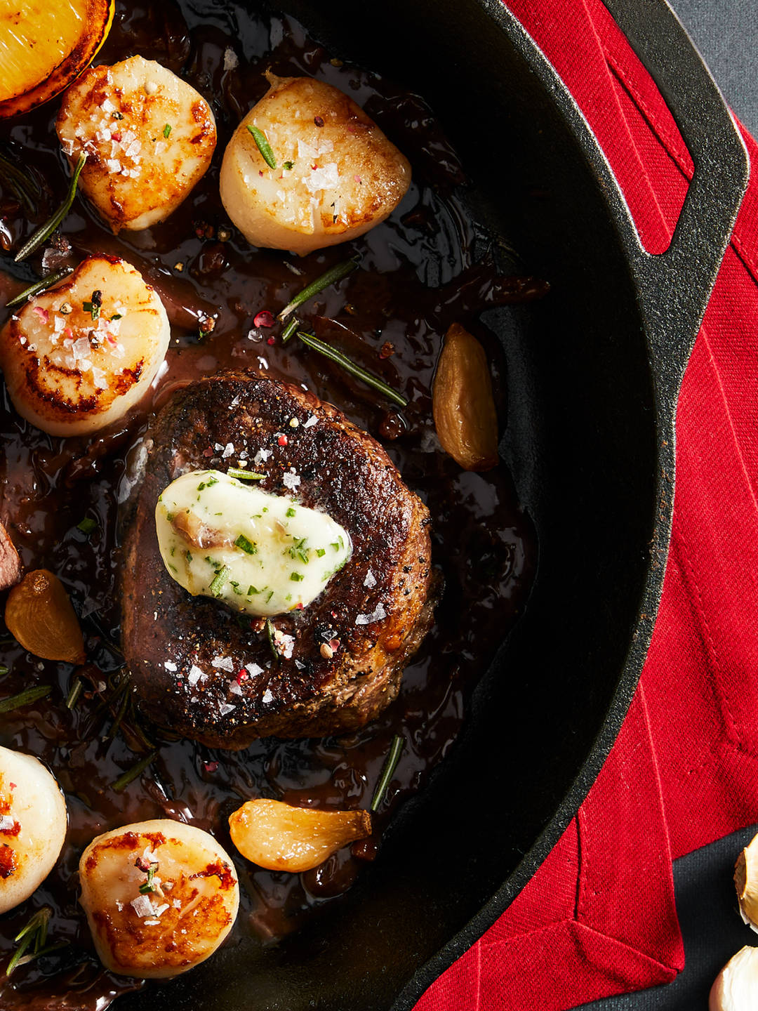 Steak and seared scallops cooked from Good Chop
