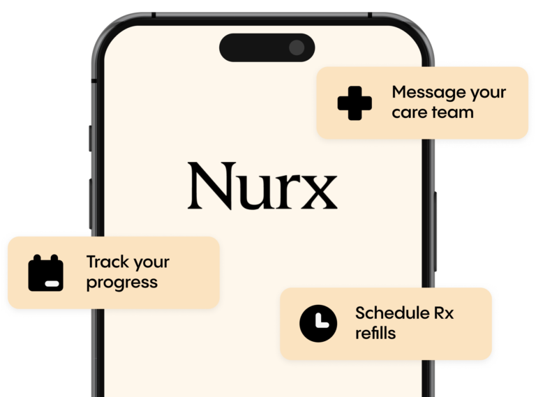 Nurx app on a phone showing provider messaging