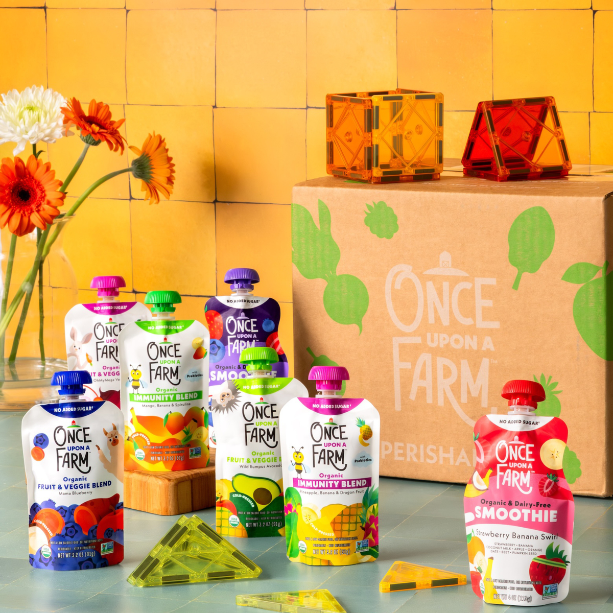 Once Upon a Farm kid starter box with snacks for school age children