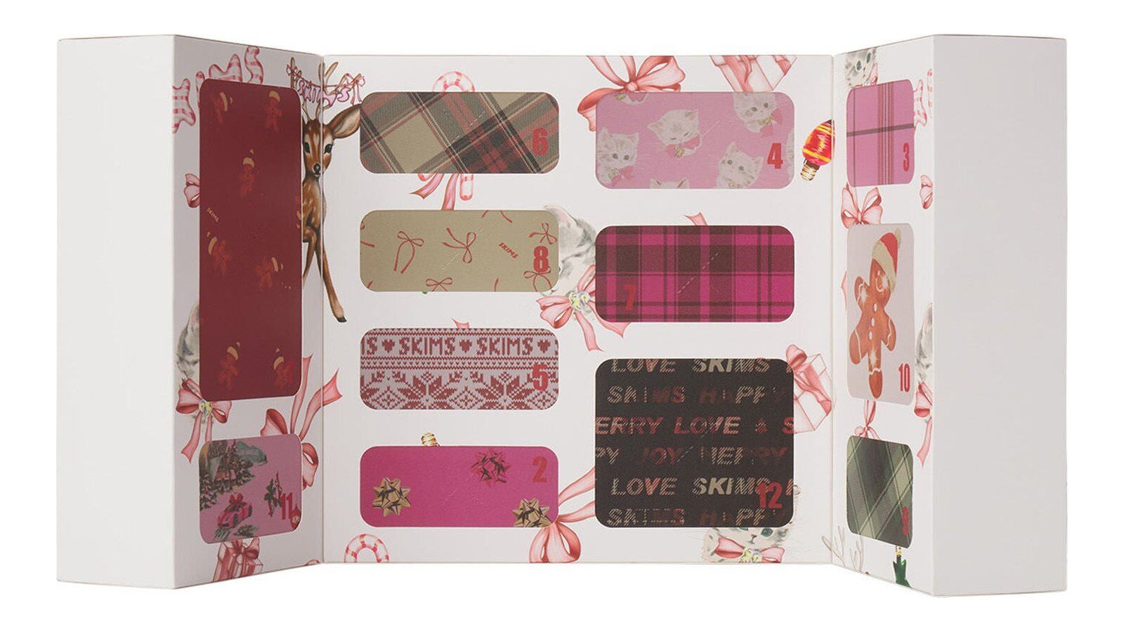 SKIMS Accessories Advent Calendar 2026 open with 12 numbered doors