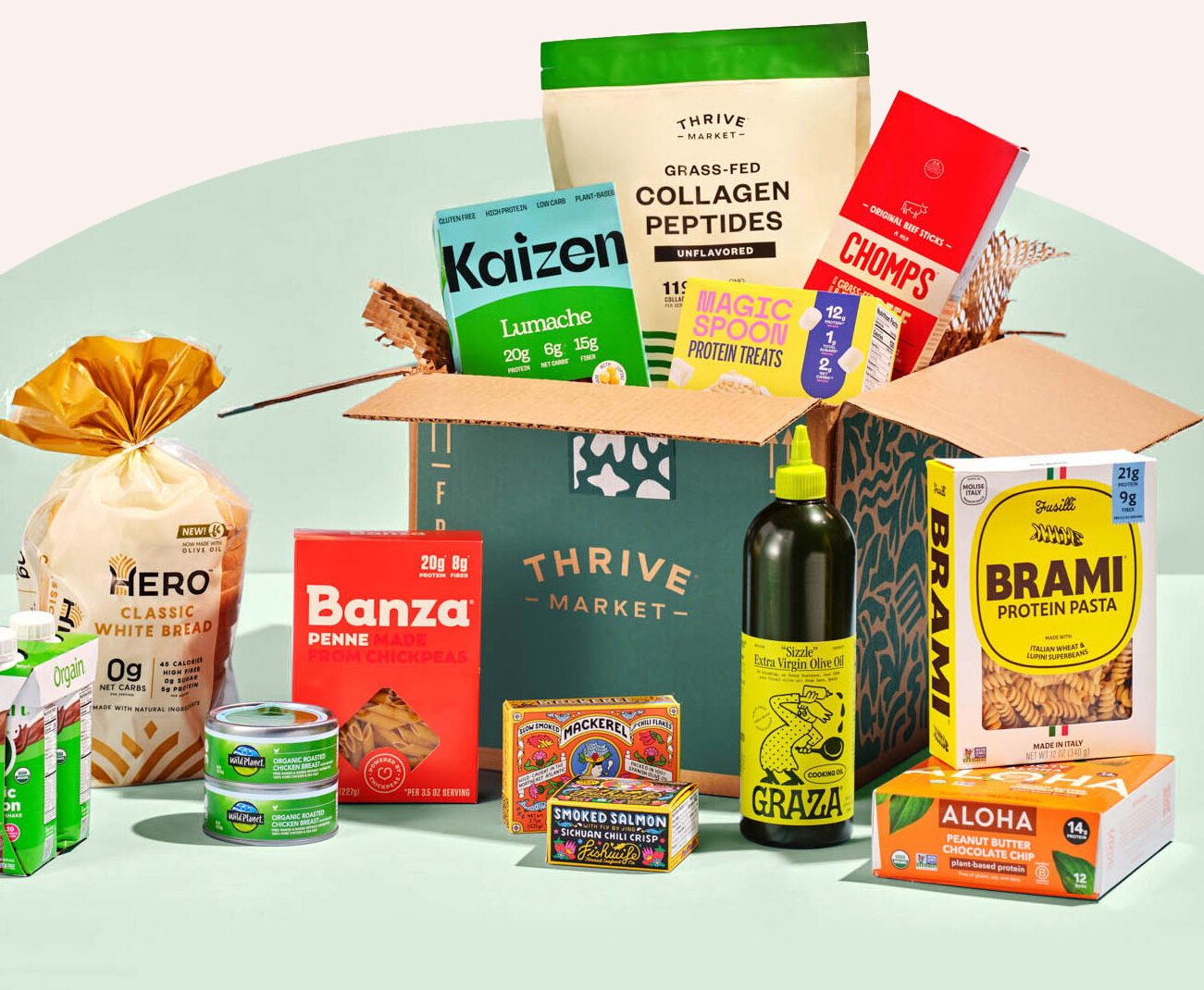 Thrive Market delivery box with organic groceries