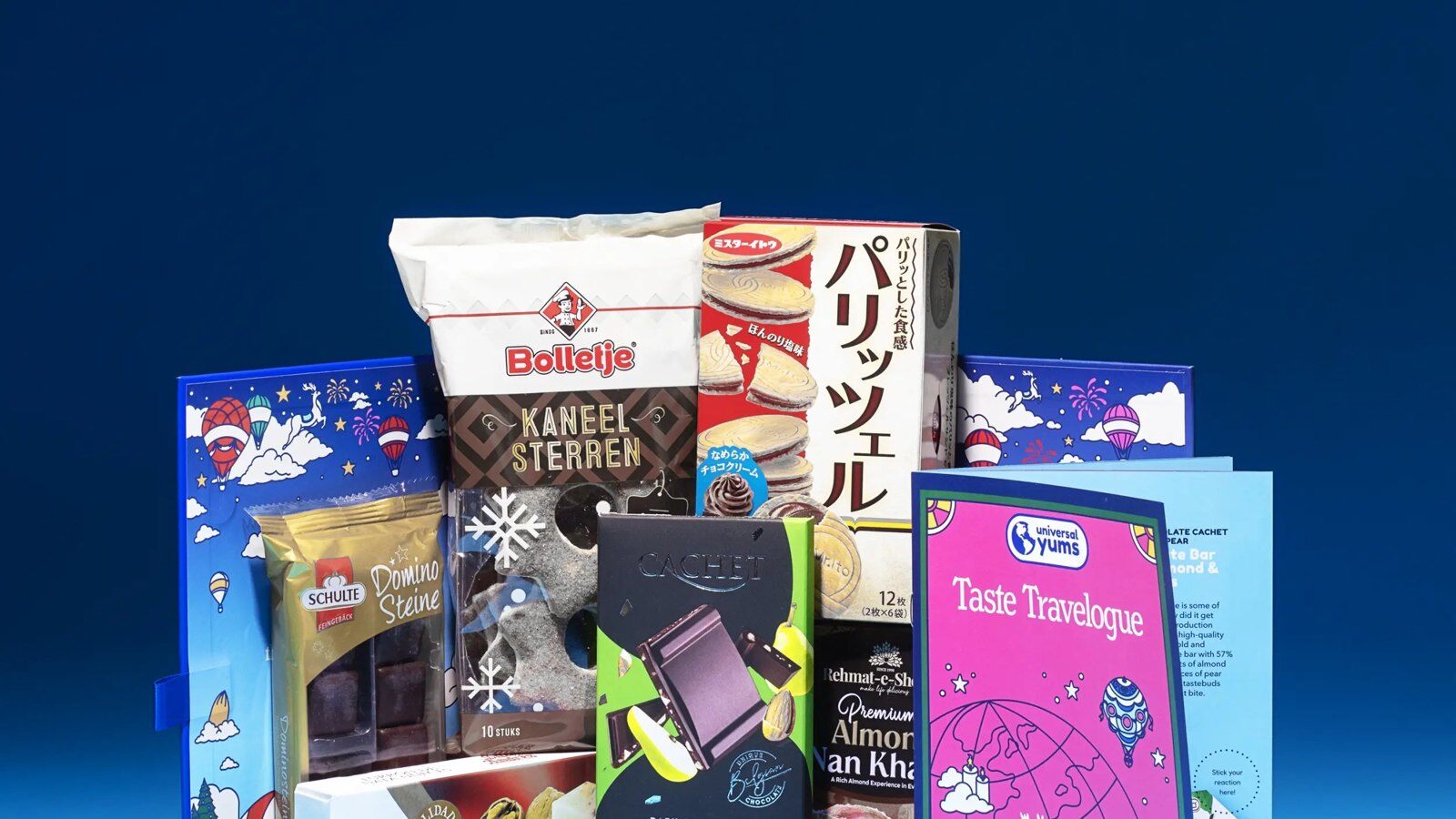 The Universal Yums Yum Voyage holiday box opened with sweets from around the world and its Taste Travelogue journal